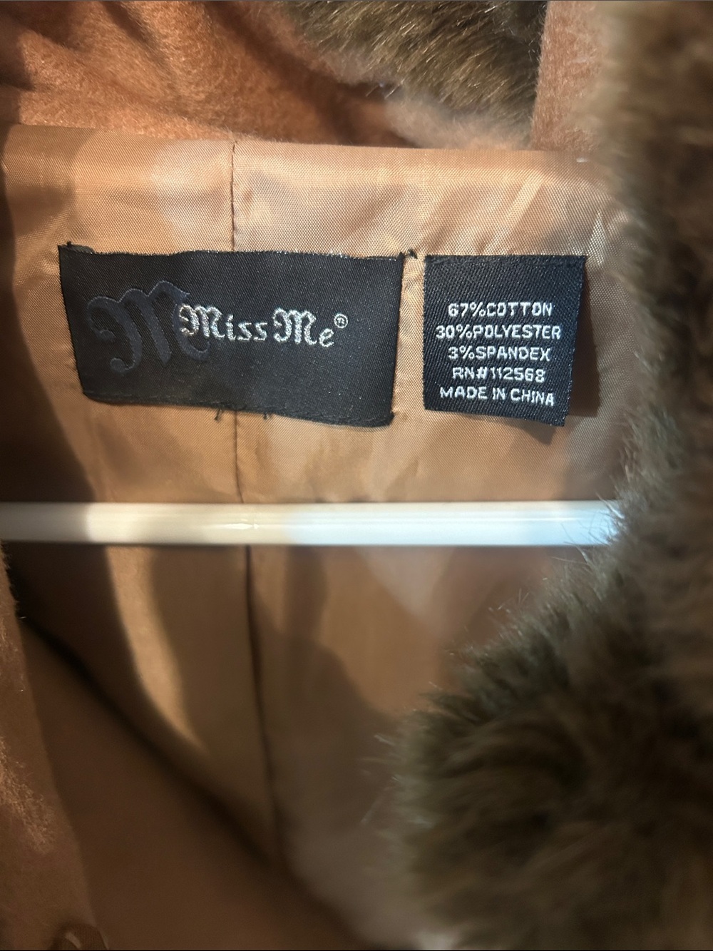 Miss Me camel Cape Coat Hooded Faux-Fur Trim Poncho Cape VTG in perfect conditio - Picture 2 of 2